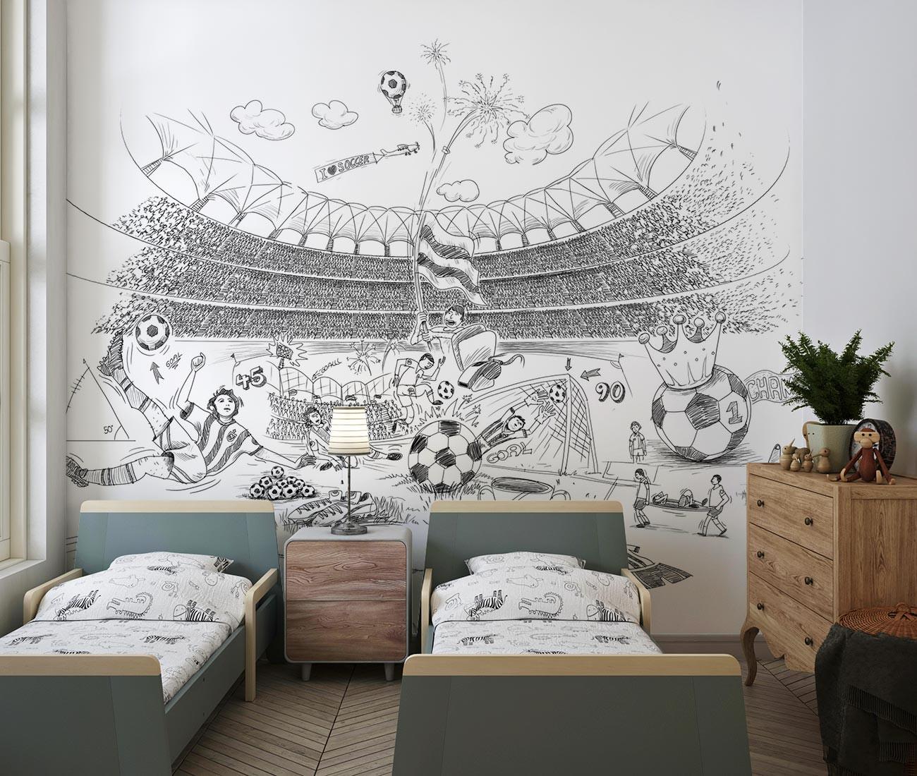 Football Sketch Mural Wallpaper image 0