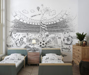 Football Sketch Mural Wallpaper image 0