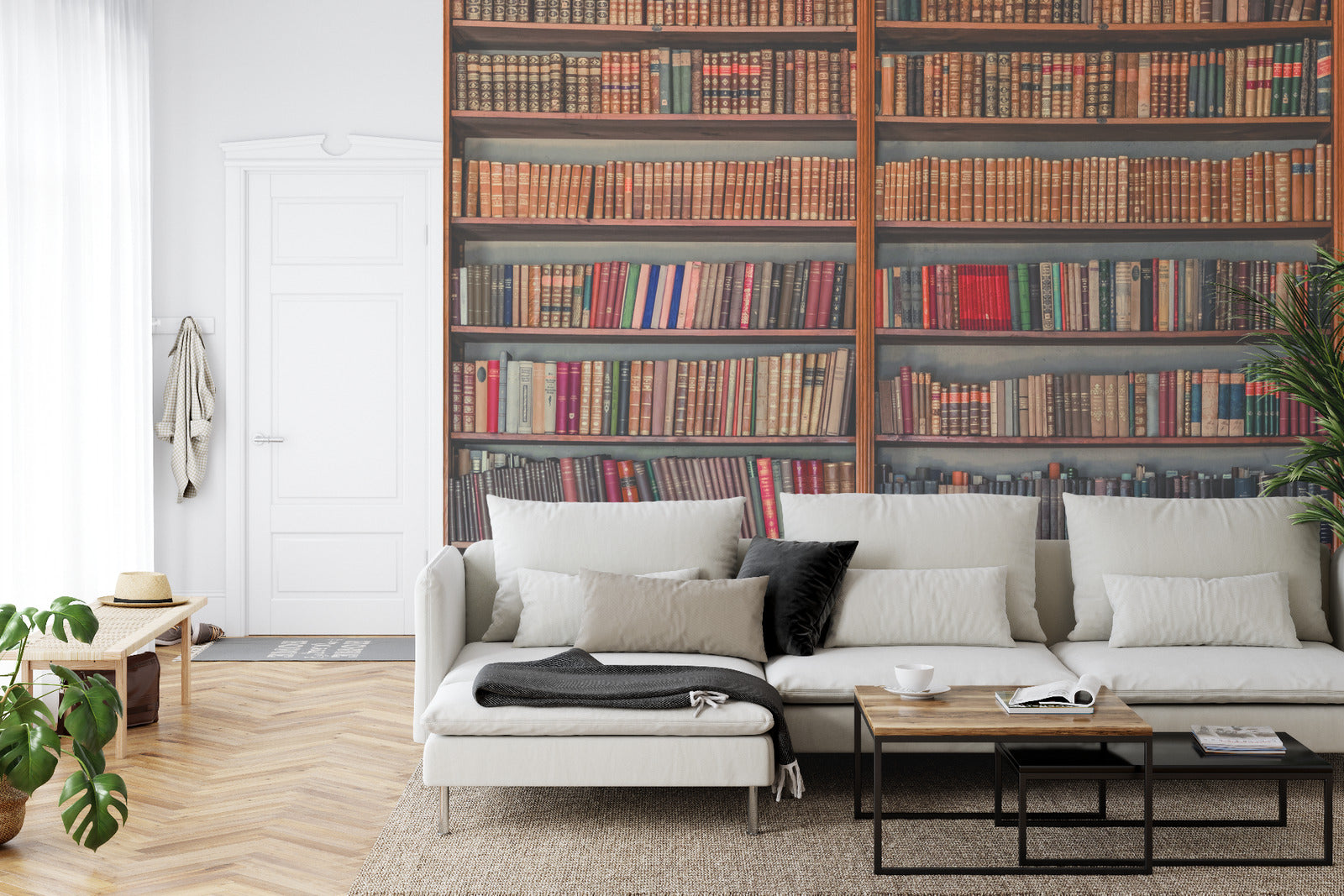 Square bookshelf wall mural image 0