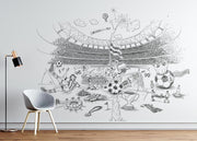 Football Sketch Mural Wallpaper image 2