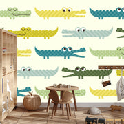 Colourful alligators wall mural image 2