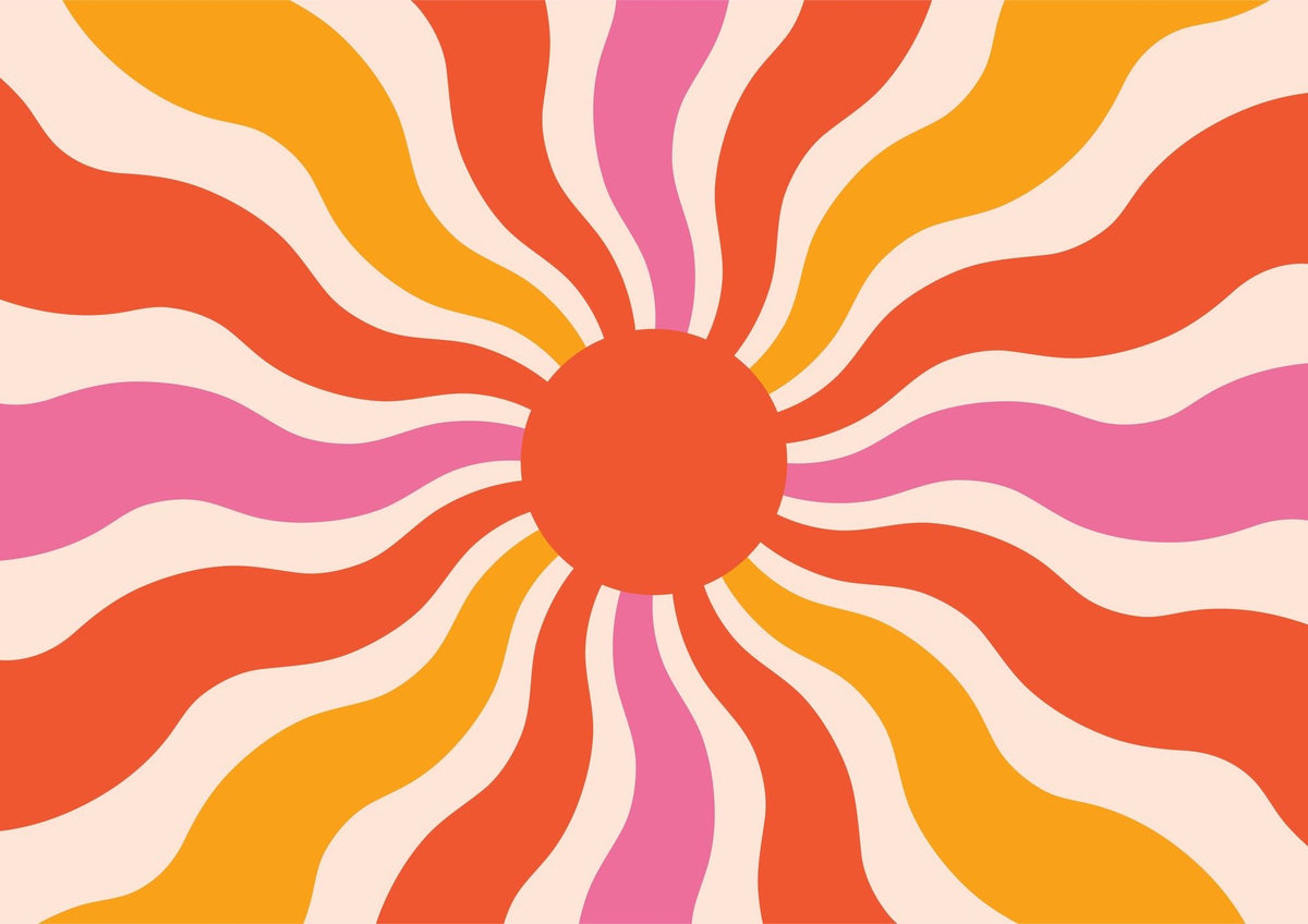 Retro Sunburst Wallpaper Mural image 1