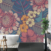 Leaves and flowers wall mural image 3