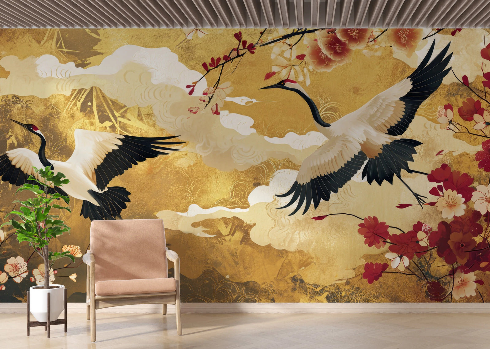 Crane Birds Wall Mural image 0