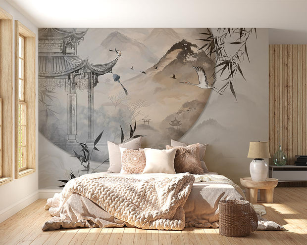 Oriental Pagoda Wallpaper Mural image 0