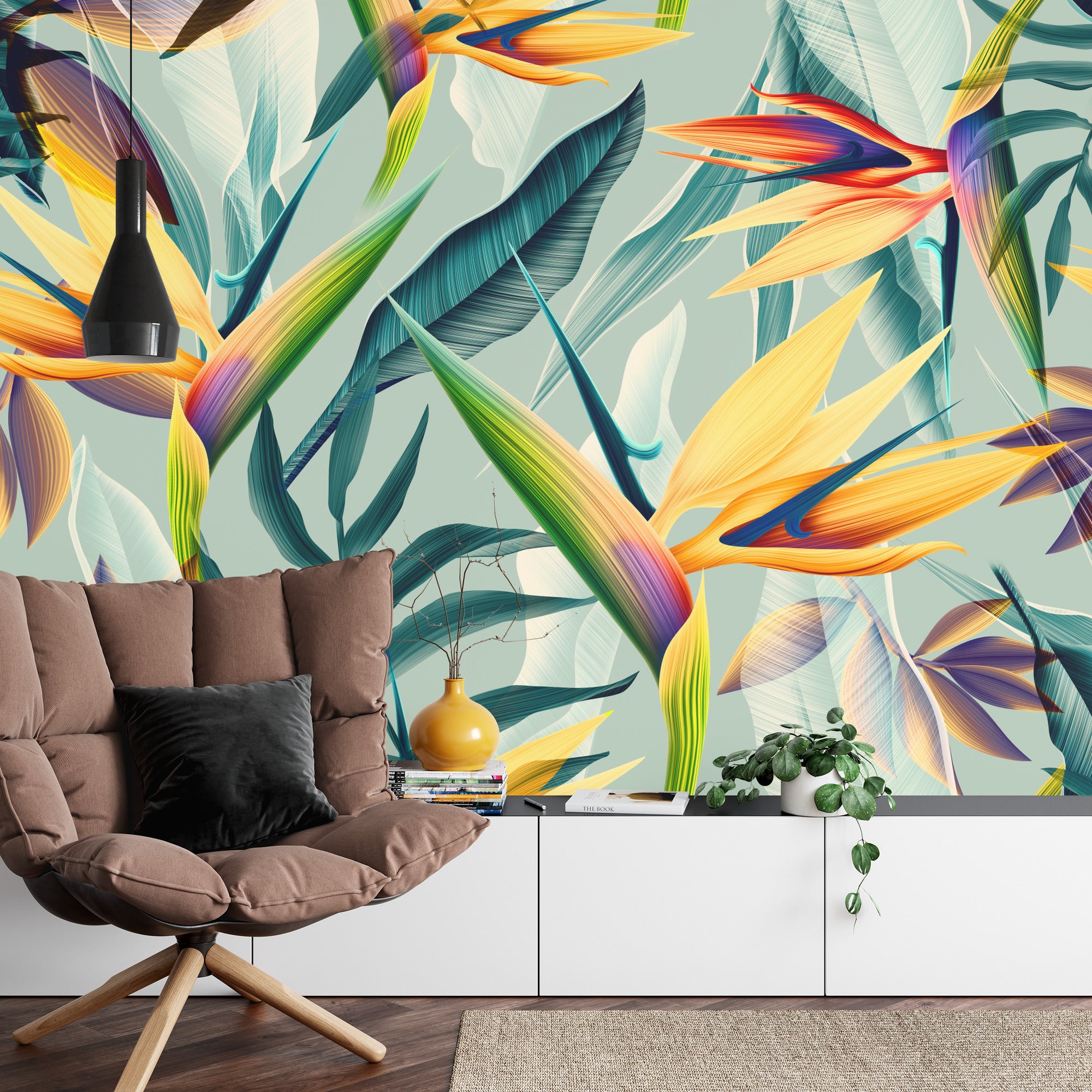 Tropical leaves wall mural image 0