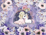 Princess & Unicorn Wall Mural – Fantasy Fairytale Wallpaper for Kids' Rooms, featuring dreamy pastel florals and a magical princess with her unicorn companion.