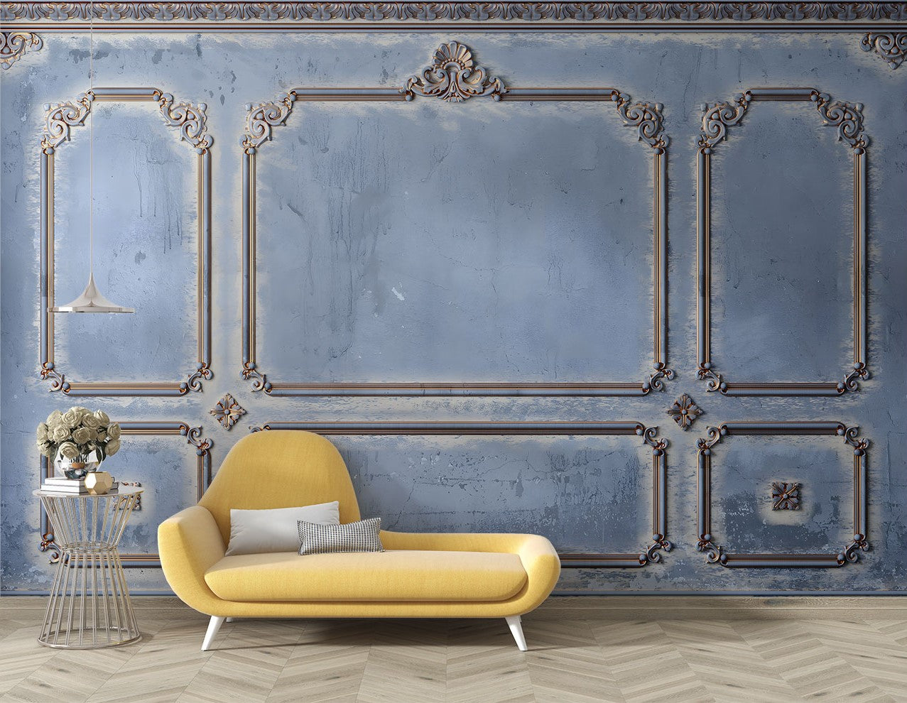 Blue Panel Wallpaper Mural image 0