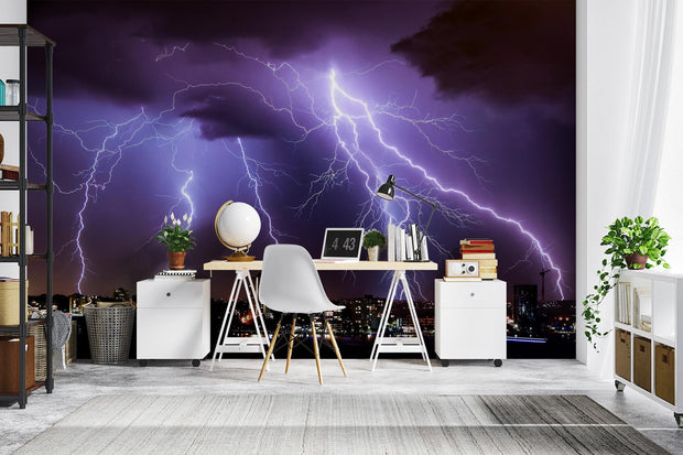 City Thunderstorm Wallpaper Mural image 0
