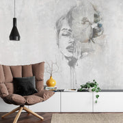 Watercolour face wall mural image 0