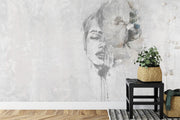 Watercolour face wall mural image 2