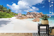 Rocks on tropical beach wall mural image 3