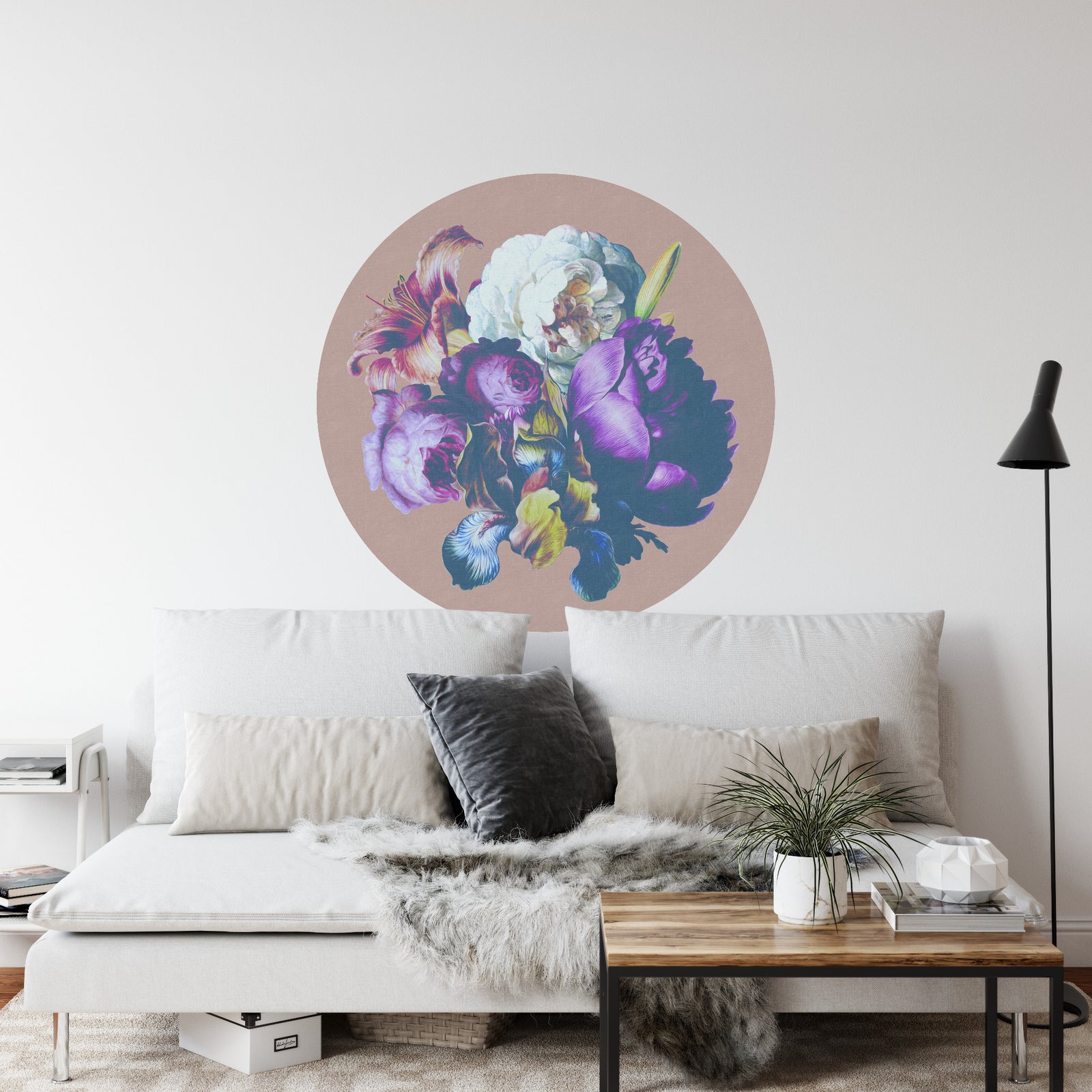 Bouquet of flowers circular wall mural image 0