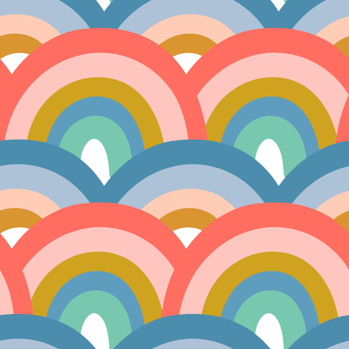Colorful retro rainbow mural.