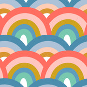 Colorful retro rainbow mural.