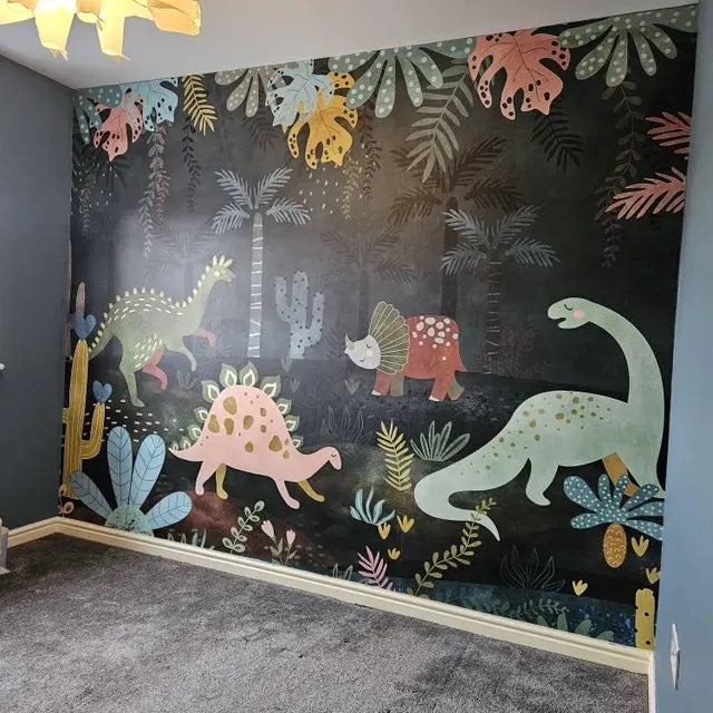Dark Jungle Dinosaur Wall Mural
