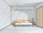 Illustrated bedroom wall measuring guide