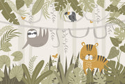 Sloth and Tiger Jungle Wall Mural – full artwork