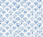 Blue Watercolour Damask Wall Mural – full artwork
