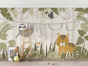 Sloth and Tiger Jungle Wall Mural – room illustration 4