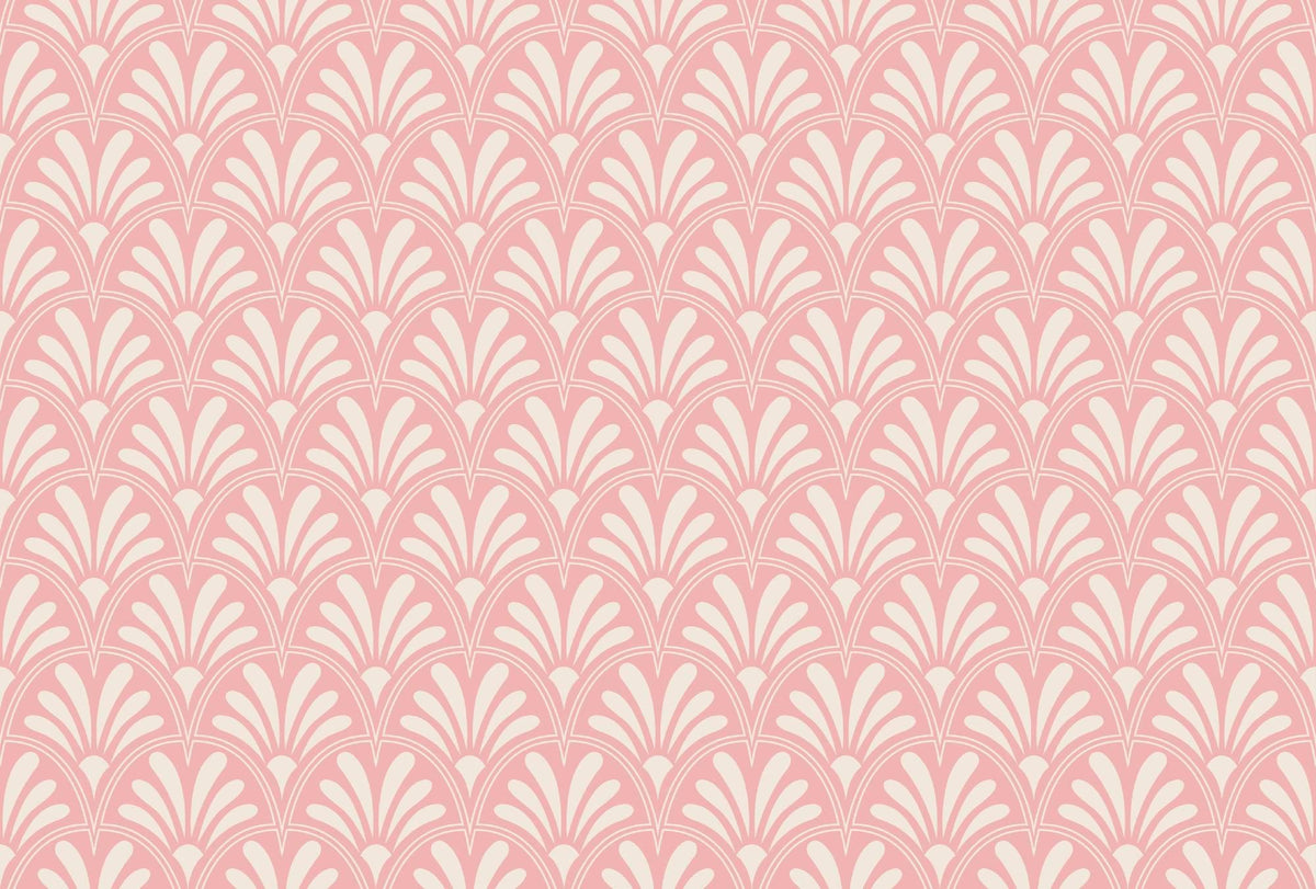 Cream Art Deco fan motifs on a soft pink background — artwork view