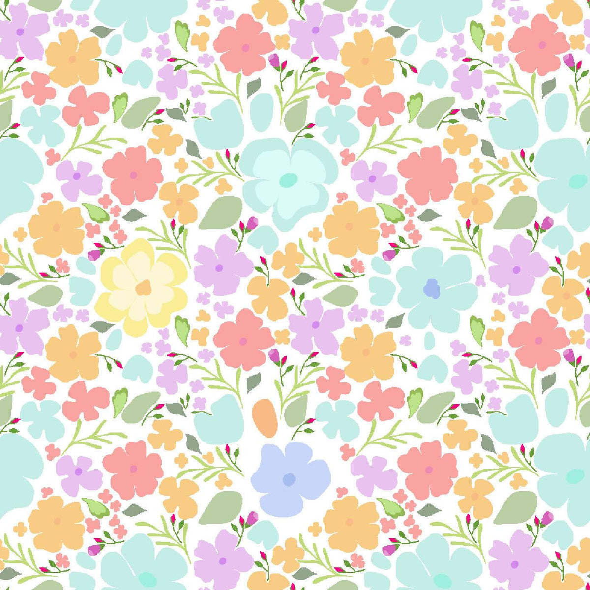 Pastel Watercolour Flower Pattern Wall Mural – clean artwork