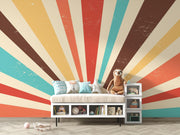Mid-Century Sunburst Wall Mural – room illustration