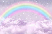 Pastel Rainbow Clouds and Stars Wall Mural – clean artwork