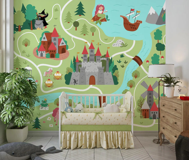 Fairy tale kingdom map wall mural