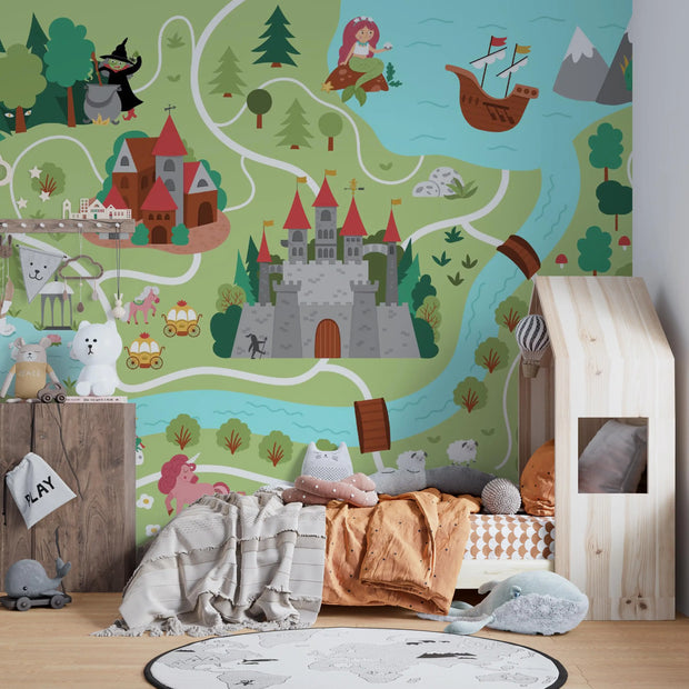 Fairy tale kingdom map wall mural