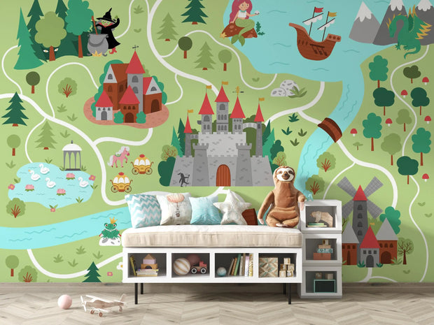 Fairy tale kingdom map wall mural