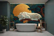 White Tiger Chinoiserie Wall Mural