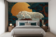 White Tiger Chinoiserie Wall Mural