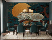 White Tiger Chinoiserie Wall Mural