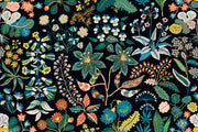 Colorful floral pattern on a black background