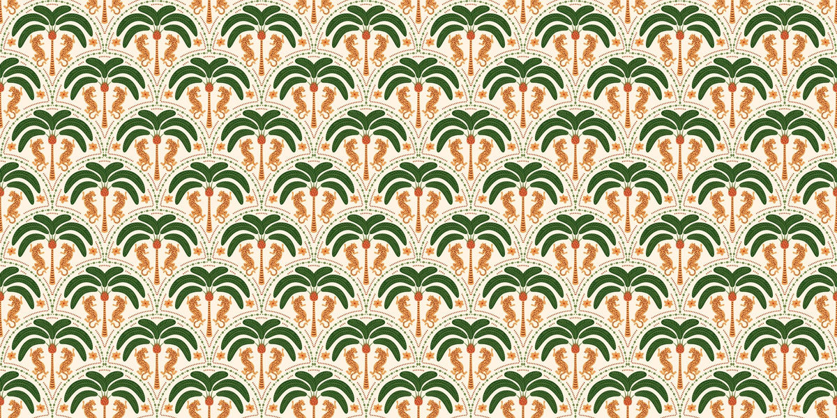 Leopard and Palm Pattern Wall Mural – clean artwork