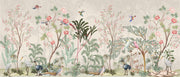 Cream Chinoiserie Birds and Blossom Wall Mural – clean chinoiserie garden artwork