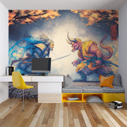 Samurai vs Demon Wall Mural – room illustration 3