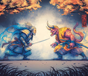 Samurai vs Demon Wall Mural – full artwork