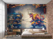 Samurai vs Demon Wall Mural – room illustration 4