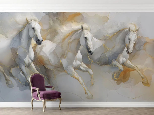 Abstract horse wall mural