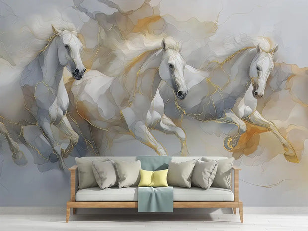 Abstract horse wall mural