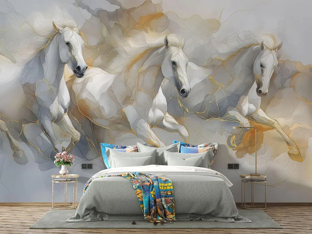 Abstract horse wall mural