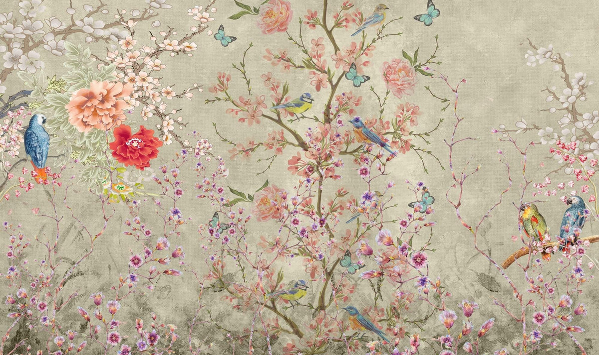Parrot Chinoiserie Wall Mural