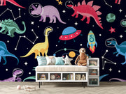 Dinosaur Astronauts Wall Mural – room illustration 3