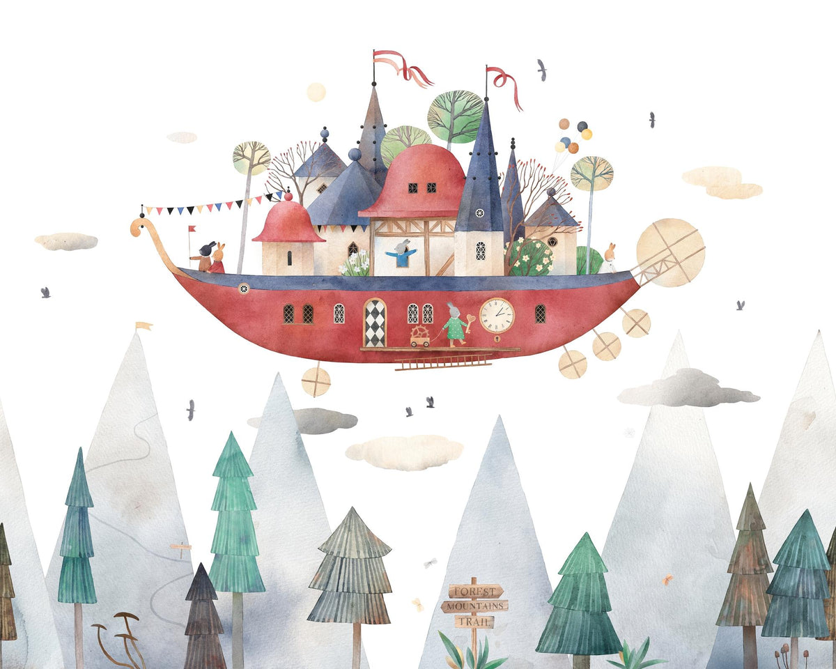 Flying Castle Ship Wall Mural – full artwork