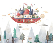 Flying Castle Ship Wall Mural – full artwork