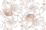 Soft Blush Botanical Linework Wall Mural – clean artwork