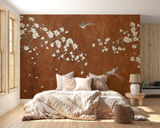 Rust Orange Magnolia Chinoiserie Wall Mural