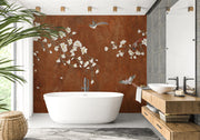 Rust Orange Magnolia Chinoiserie Wall Mural